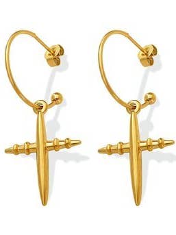 J-18K GULDBELAGT ROSTFRITT STÅL "KORS" för wholesale av Trendi Lady