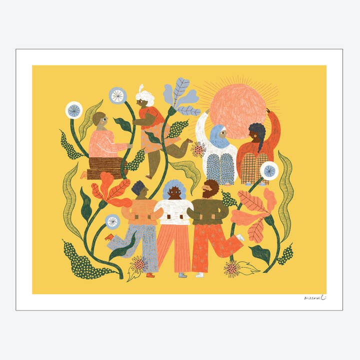 Dance Together with Flowers Art Print for wholesale by Meenal Patel Studio