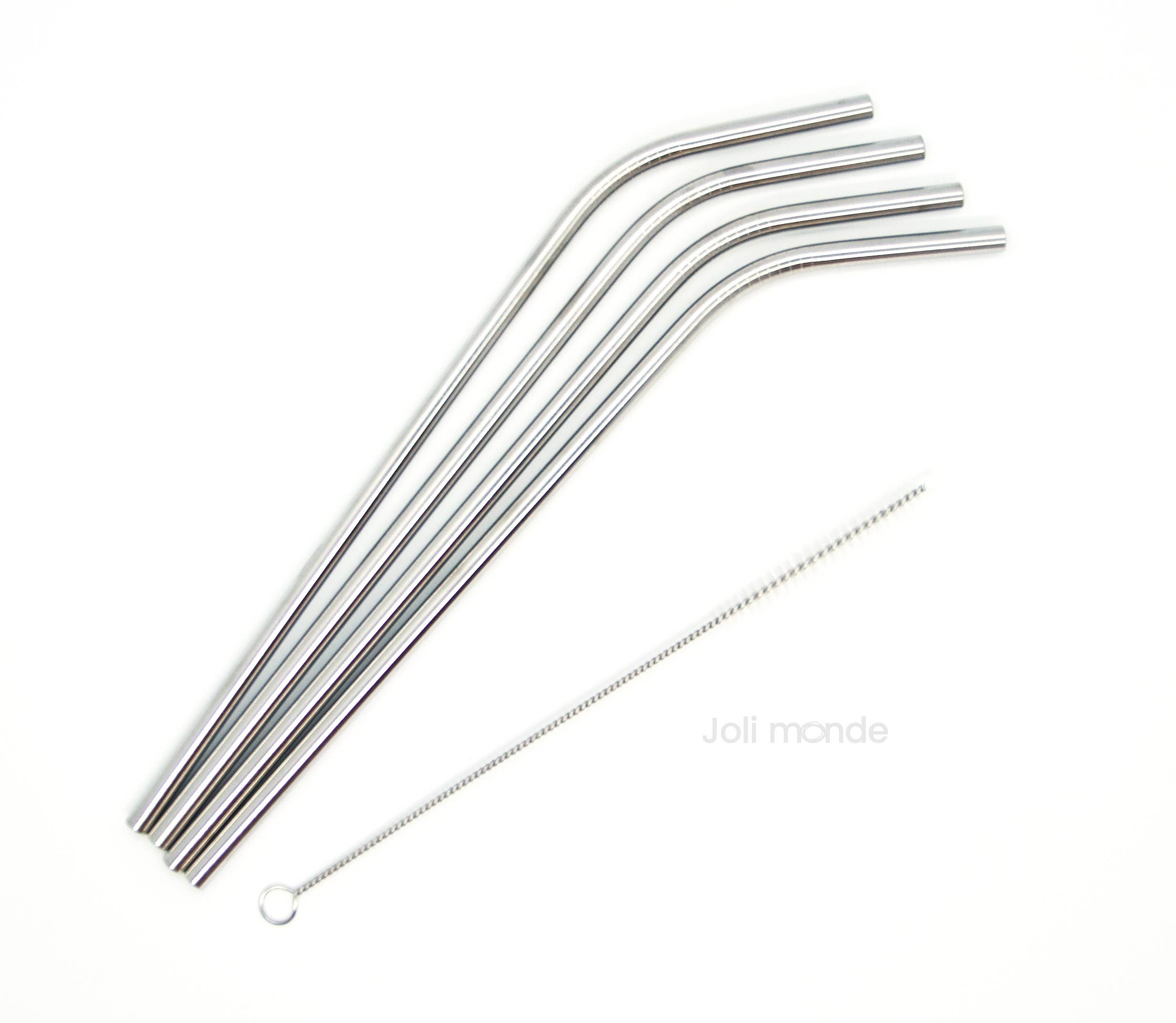 Joli Monde - Wholesale Drinking Straw - Kids & Baby - Set of 4 stainless steel straws - Long & curved0