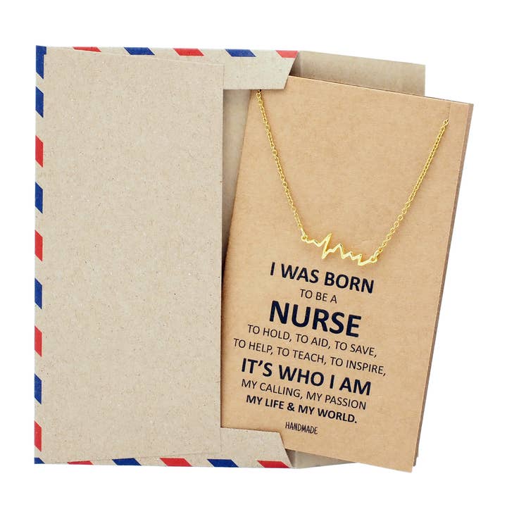 Quan Jewelry - Vendita all'ingrosso Collana con ciondolo/pendaglio - Collana con cardiogramma Macaria, regalo per infermiera28