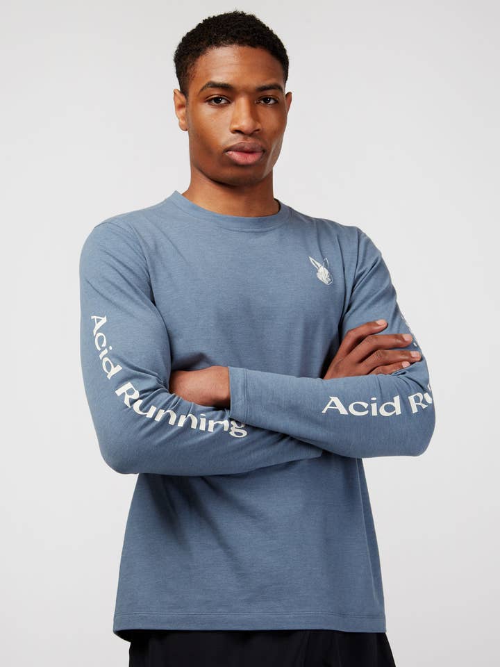 Long Sleeve Running T-Shirt - Storm Blue for wholesale by Acid Running