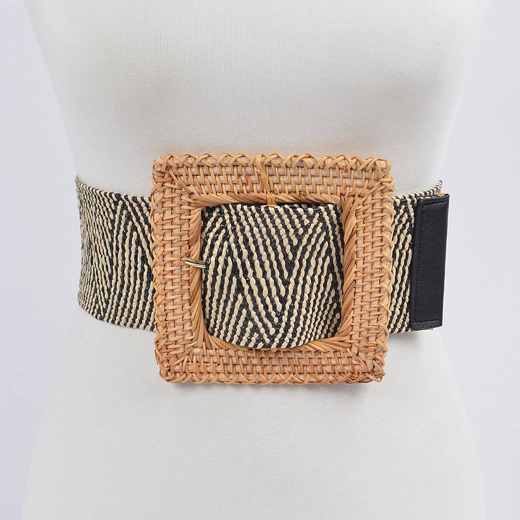 3AM BY H&D ACCESSORIES - Wholesale Belt - Women's - Oversized Bamboo Buckle Waist Elastic Belt4