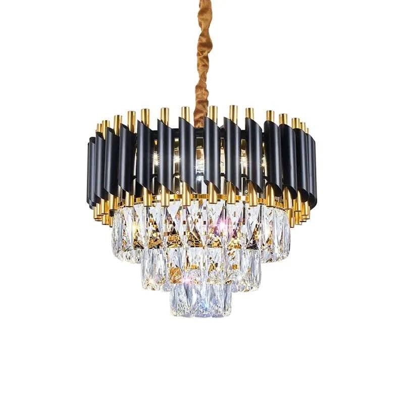Ledsone - Wholesale Chandelier/Hanging Light - Black and Gold Hanging Crystal Chandeliers Light Fixture ~48030