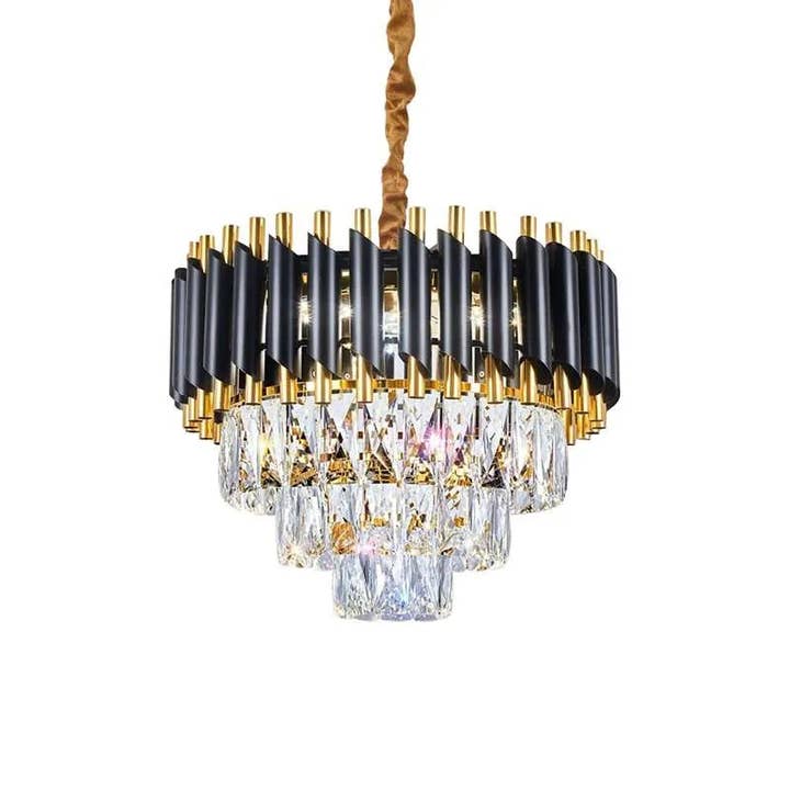 Ledsone - Wholesale Chandelier/Hanging Light - Black and Gold Hanging Crystal Chandeliers Light Fixture ~4803