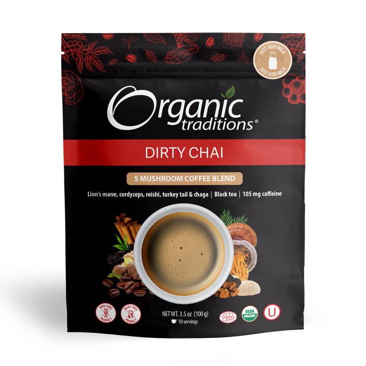 Dirty Chai - Café Instantané aux Champignons pour la vente par Organic Traditions
