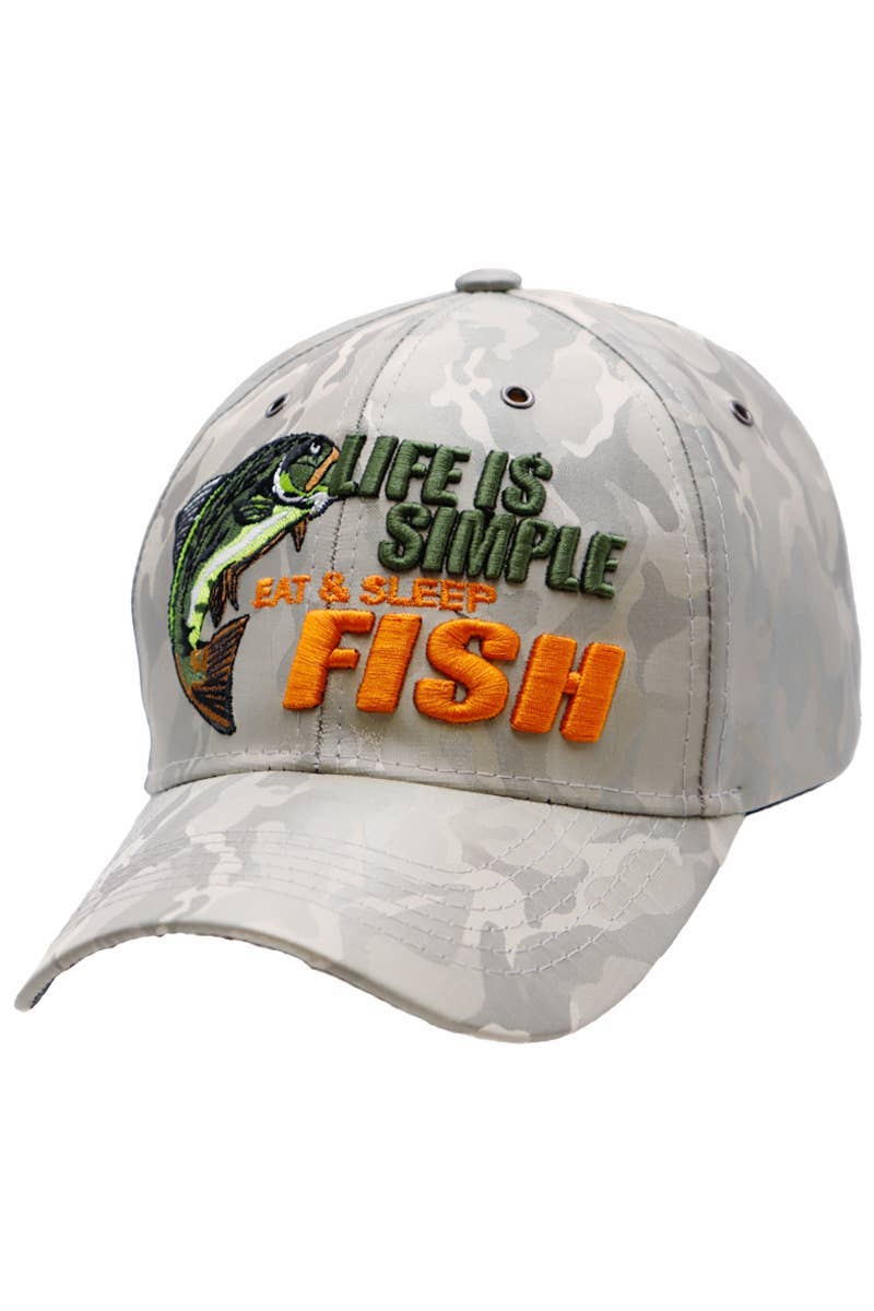 Cap Zone - Wholesale Baseball Cap - Unisex - Life Is Simple Fish Camouflage Baseball Cap5