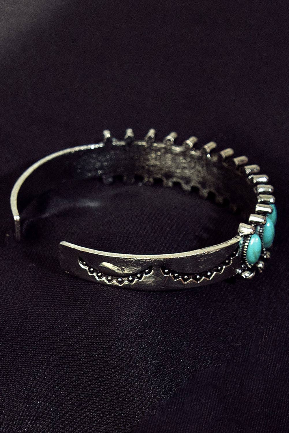 Green Boho Turquoise Gem Beaded Open Bracelet for wholesale on Faire5