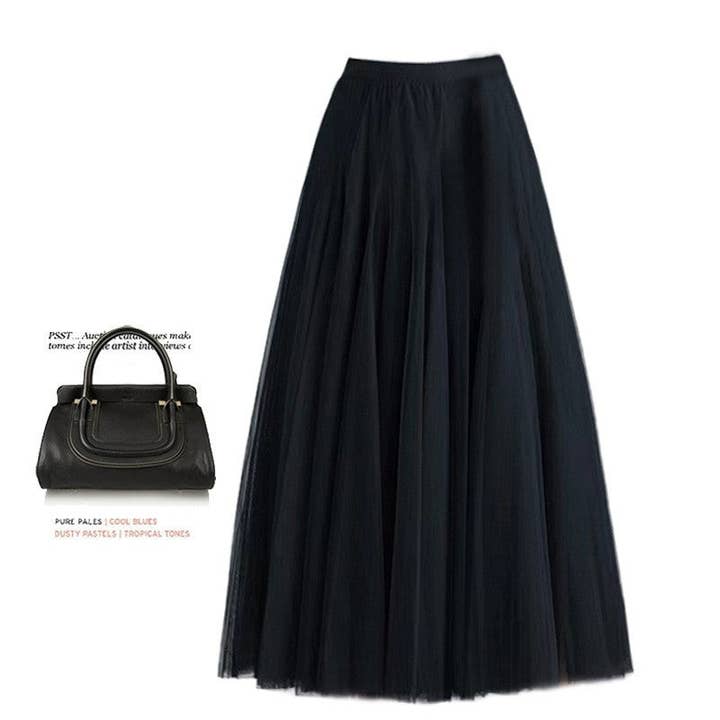 UZ Wholesale Store – Engroshandel Nederdel - Dame – Maxinederdel i ensfarvet dobbelt lag med stor kant7