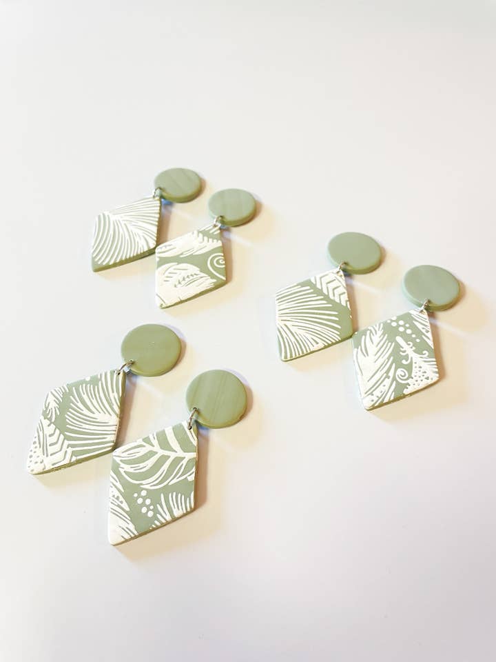 Floral Sage Stud for wholesale by Dainty Clay Earrings