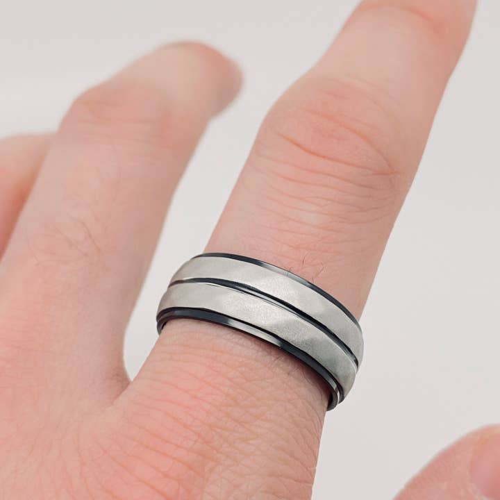 Men's Stainless Steel Bicolored Ring - MJ/MR for wholesale by Mio Queena