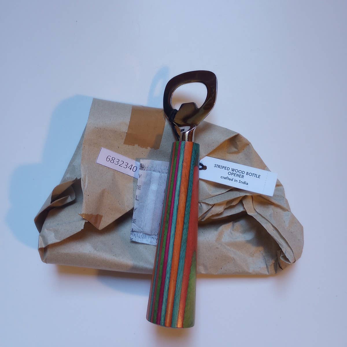 Ten Thousand Villages - Wholesale Bottle/Wine Opener - Striped Wood Bottle Opener *3