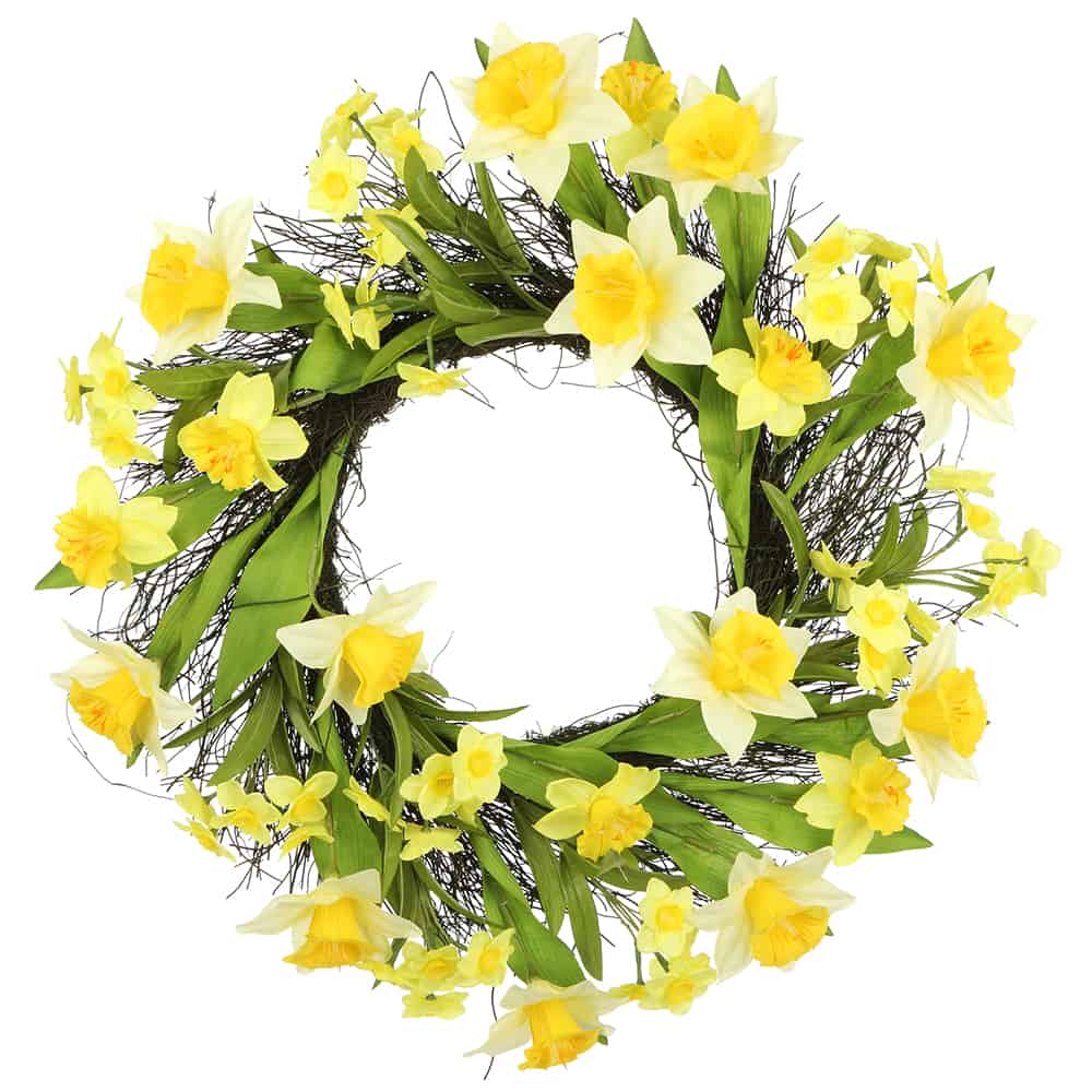 Silk Flower Depot - Wholesale Wreath - 22" Daffodil Wreath Yellow White0