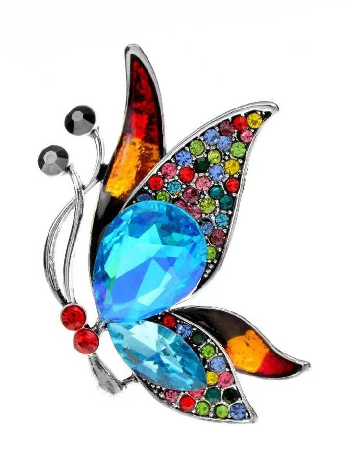 Spilla in lega con strass a forma di farfalla PA5173 per la vendita all'ingrosso da parte di Ole