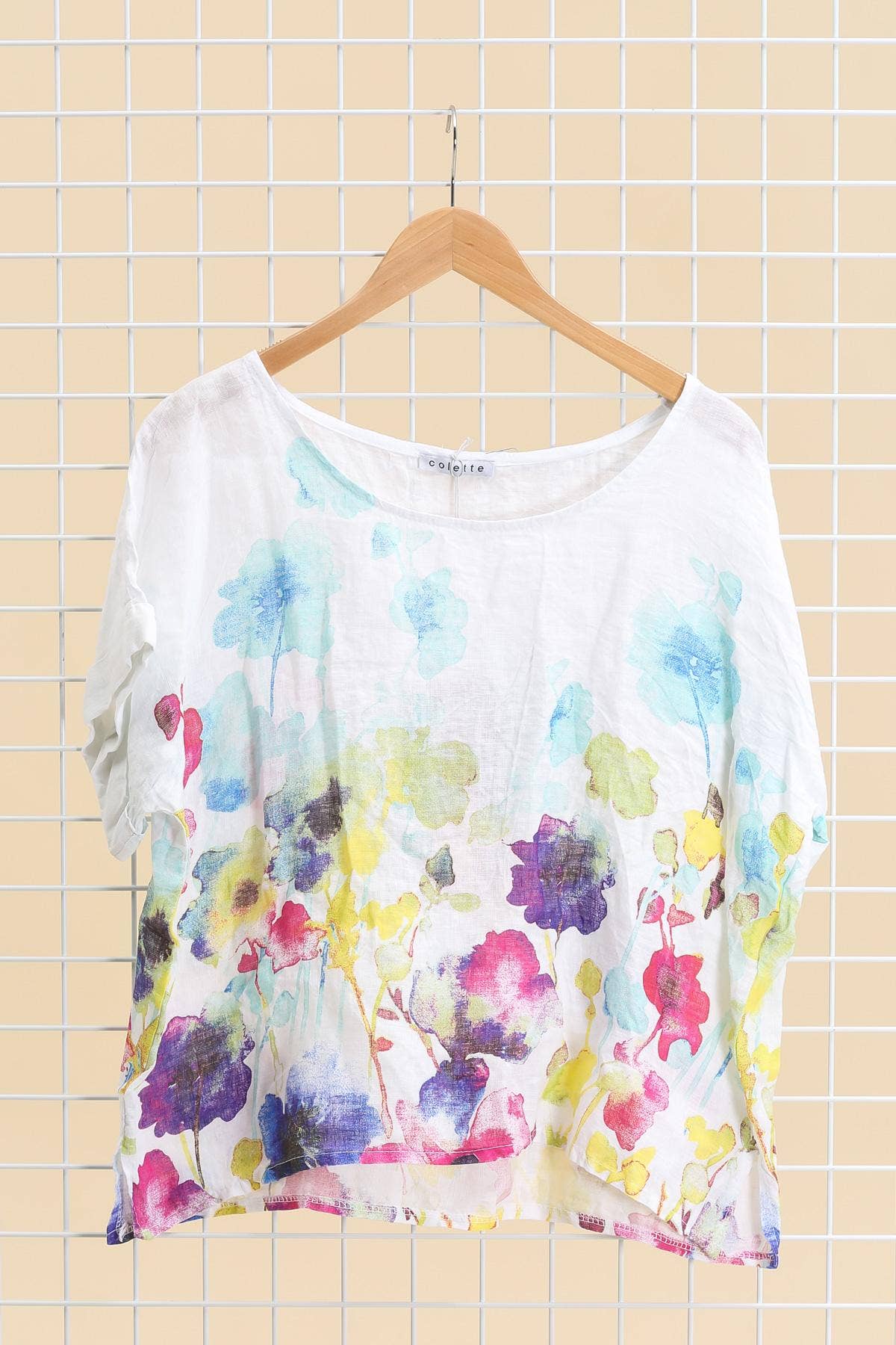 la maison des fibres naturelles – wholesale T-shirt – women's – Round neck printed linen T-shirt 23310 100% LINEN18