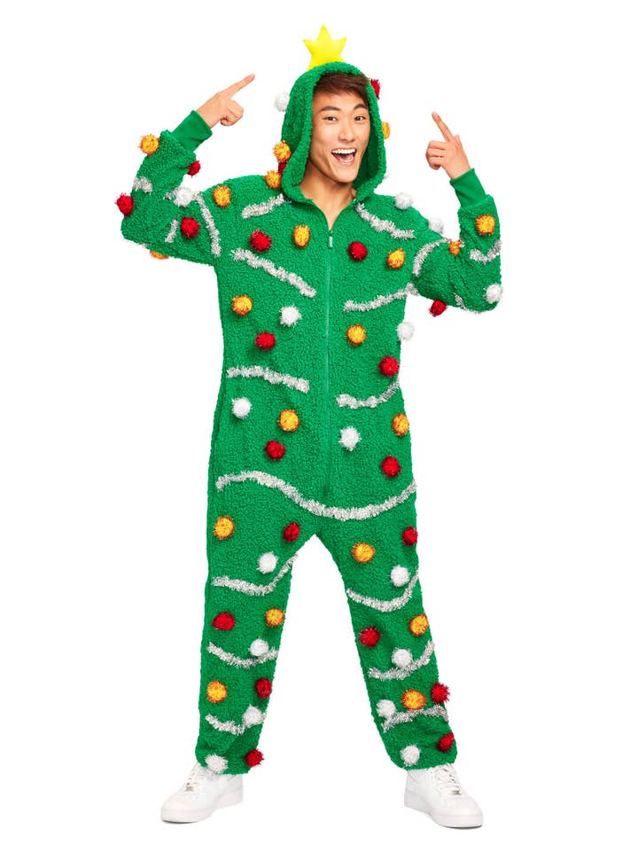 Oh Christmas Tree Jumpsuit - Men's Holiday Onesie for wholesale by Tipsy Elves