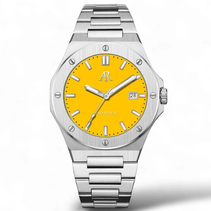 ASOROCK WATCHES â„¢ - Wholesale Wrist Watch - Men's - Silver/yellow Mansa