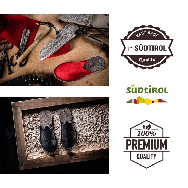 Orthopant - Vente Chaussons – unisexe - chaussons d'invités - chaussons en feutre de laine fine, anthracite