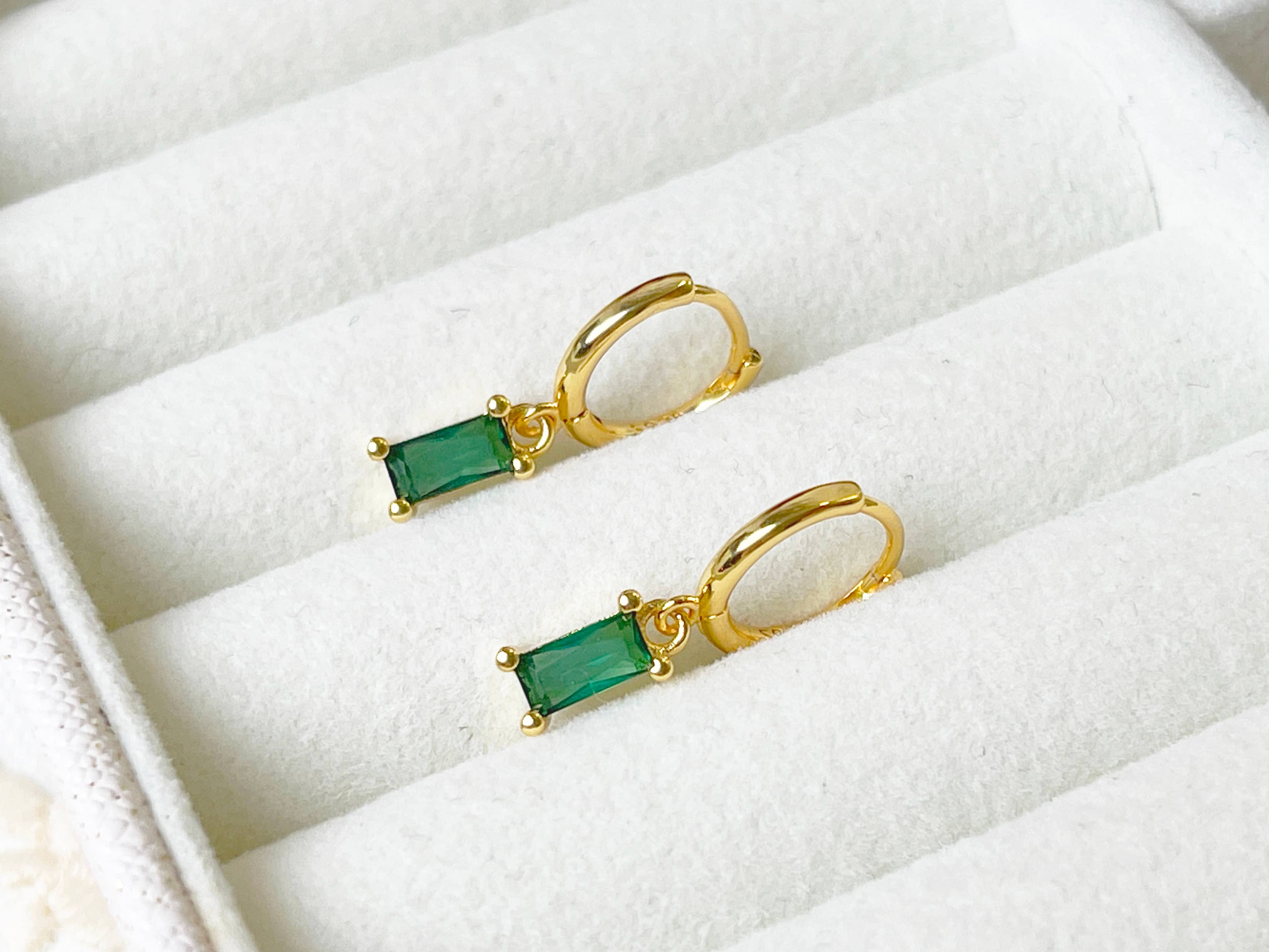 Melange Blanc - Wholesale Dangle Earrings - E150 emerald hoop earring, emerald earring, dangle earring7