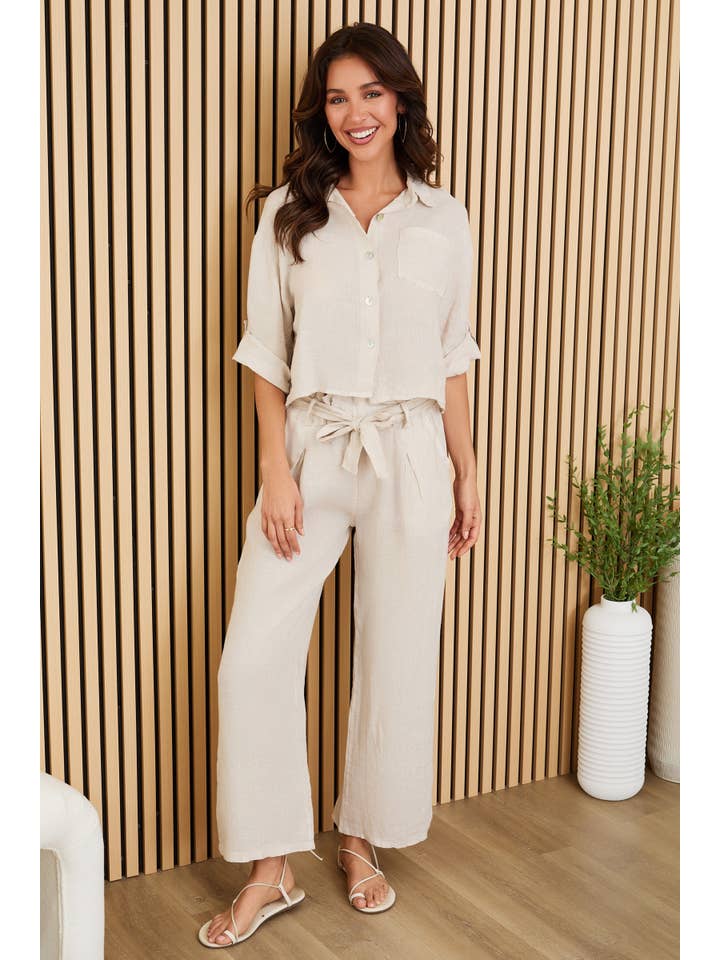 MILIO MILANO - Wholesale Button Down Shirt - Women's - LINEN BUTTON UP TOP WITH FRONT POCKET (707106/3521)3