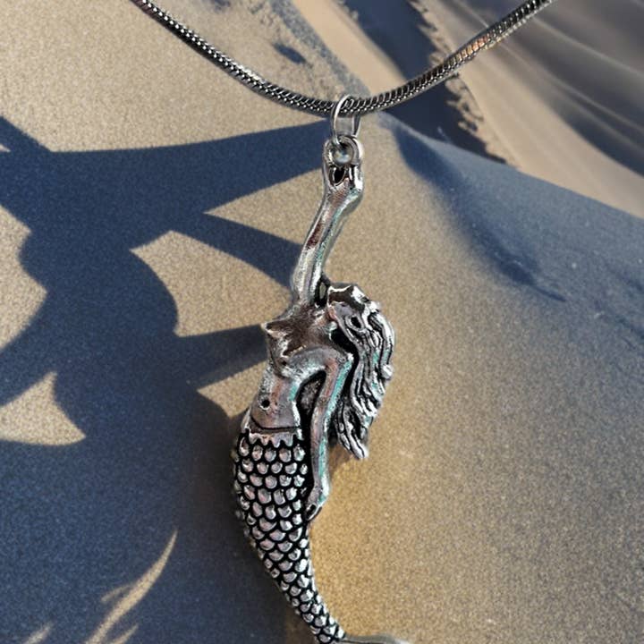 Turistadlv – Colar pingente/pendente por atacado – Colar sereia com pingente, joia de sereia, colar verão, musa do mar3