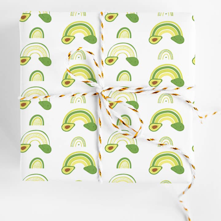 Rainbow Avocado Fiesta Gift Wrap for wholesale by Stesha Wrapt