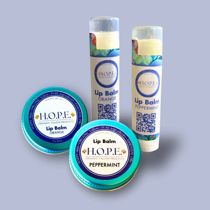 Orange Lip Balm | Organic Tallow for wholesale by HOPE Organic Tallow Products
