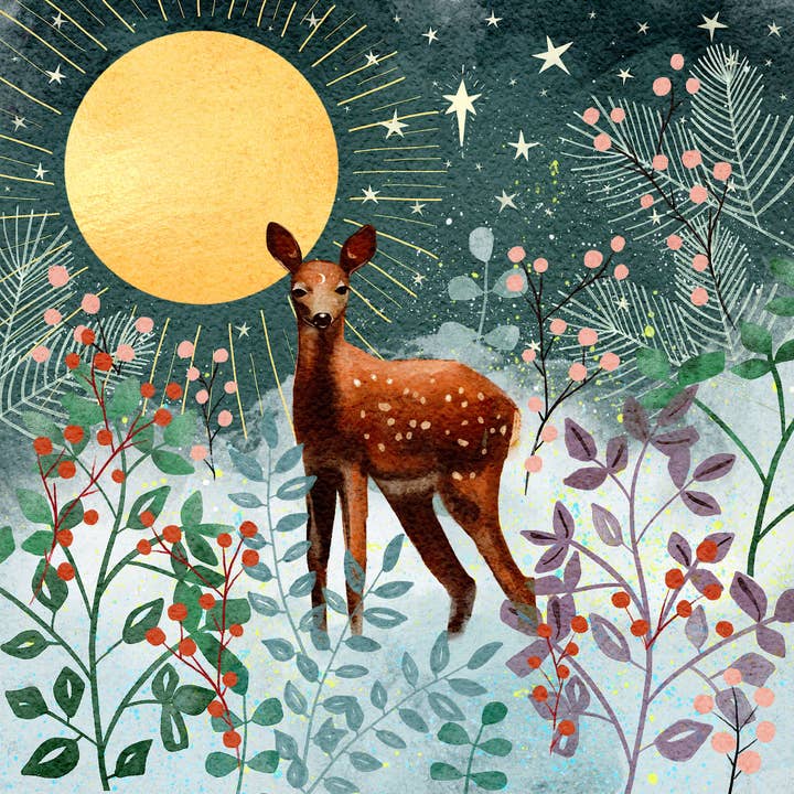 Christmas deer card for wholesale by Glitter and Earth