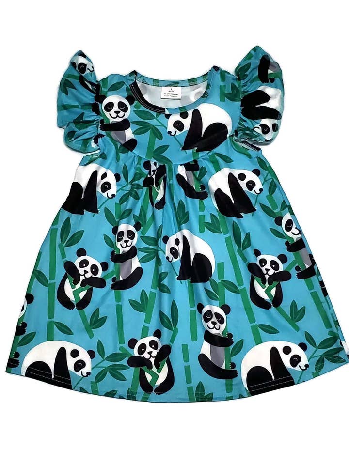 Bamboo Panda Milk Silk Flutter Dress for wholesale by Great Lakes Kids Apparel