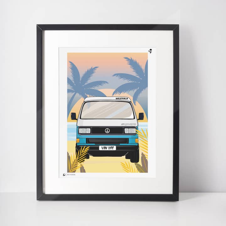 T3 VAN LIFE AT THE BEACH for wholesale by Matt Cockayne Illustration