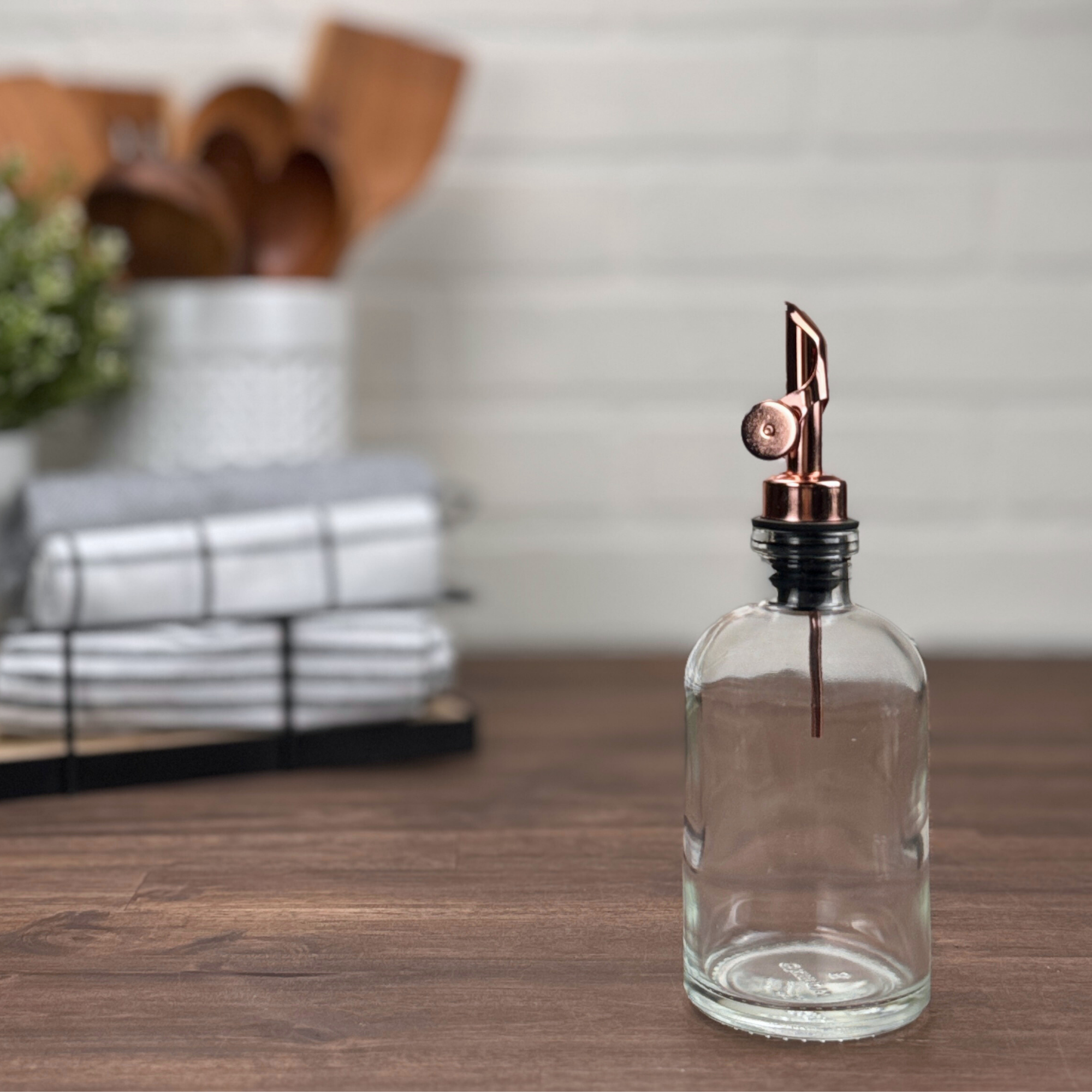 Blush Apothecary - Vendita all'ingrosso Dispenser olio/aceto - Bottiglia da farmacia trasparente da 8 once con beccuccio ponderato0