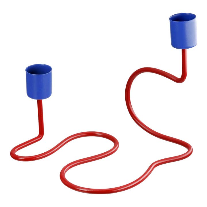 blå/röd Böj 2-faldig blandad ljusstake, h. 17,5 cm för wholesale på Faire3