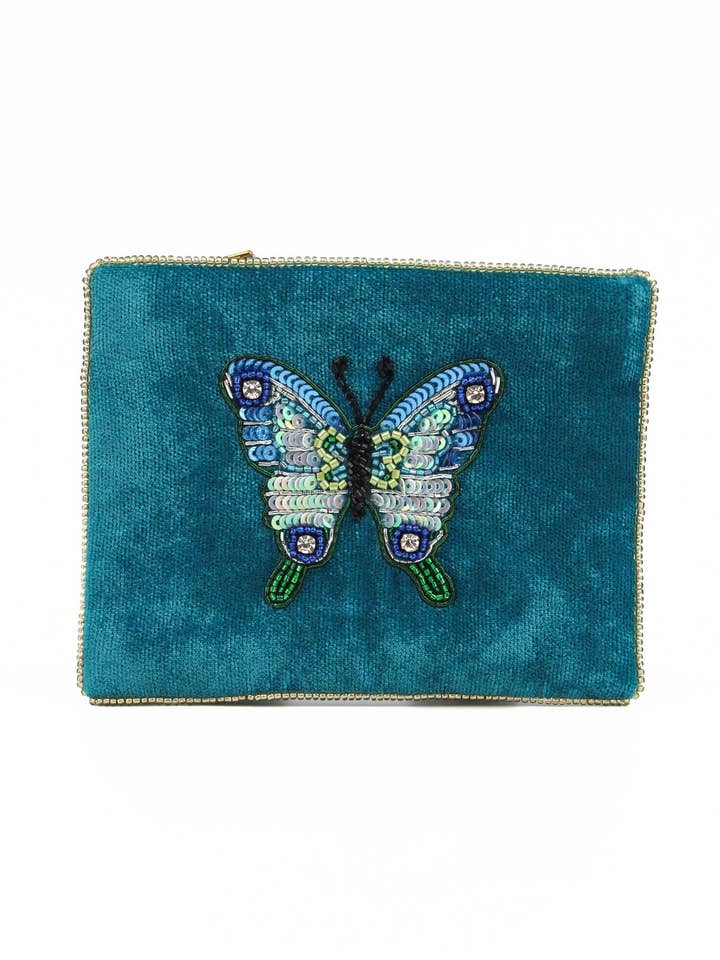 BLUE BUTTERFLY SMALL POUCH for wholesale by My Doris
