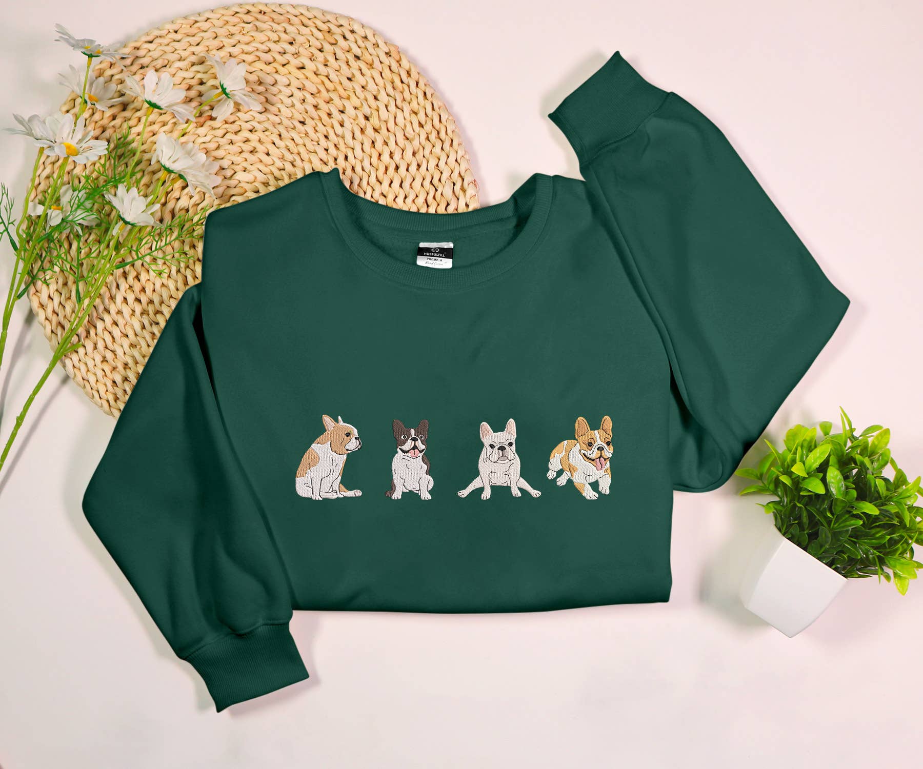 Merchemy - Wholesale Sweatshirt - Women's - French Bulldog Embroidered Sweatshirt Dog Mom Dad Gift Trend
