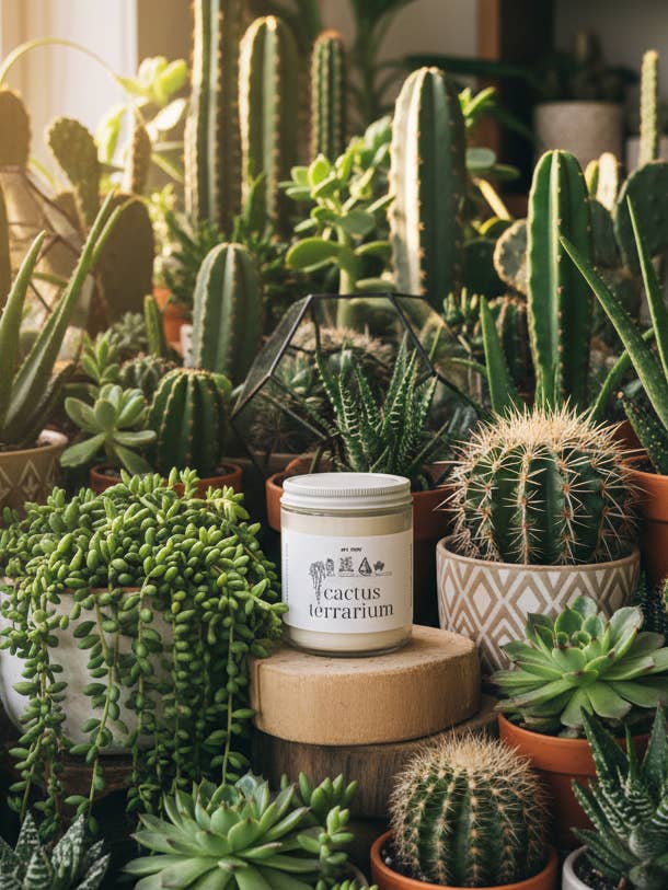 en mer | cactus terrarium | soy wax candle for wholesale by en mer, co