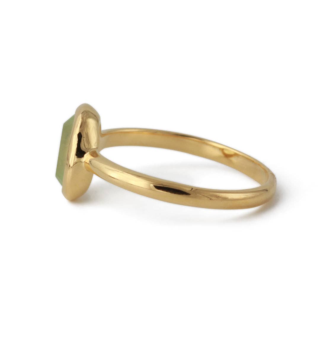 Campur GmbH - Wholesale Single Stone/Solitaire Ring - Gold-plated silver ring with prehnite | fine sparkle1
