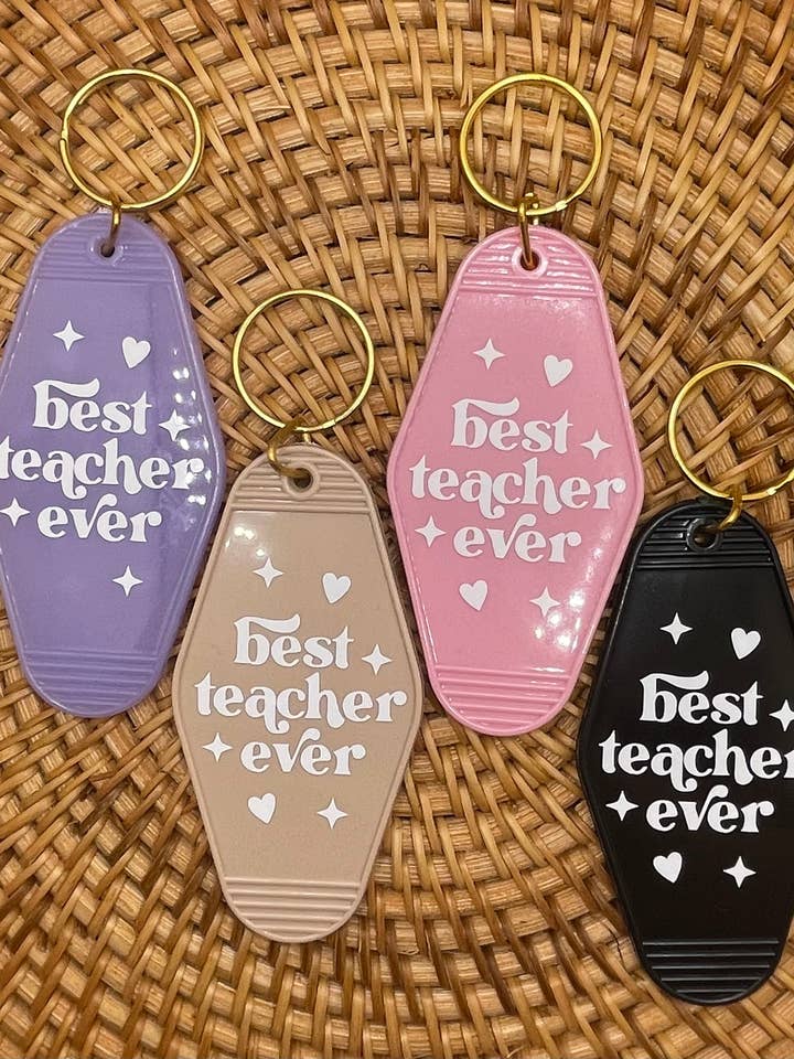 Llavero de estilo retro, llavero de motel con el mejor profesor para venta al por mayor de Jeanne Mari & Co