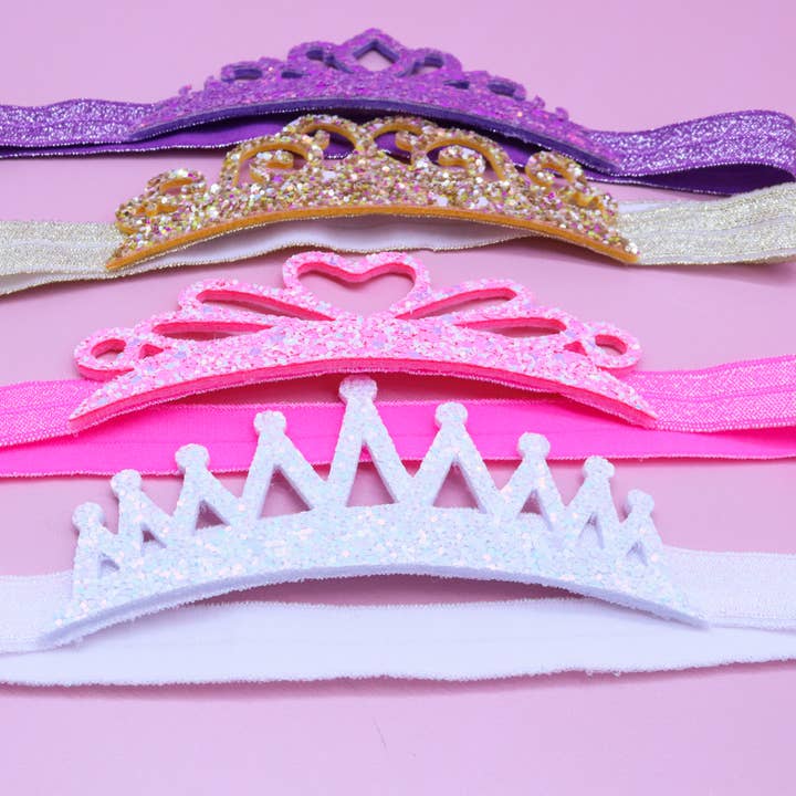 Frog Sac - Wholesale Tiara - Kids - Stretch Glitter Princess Tiara Headbands