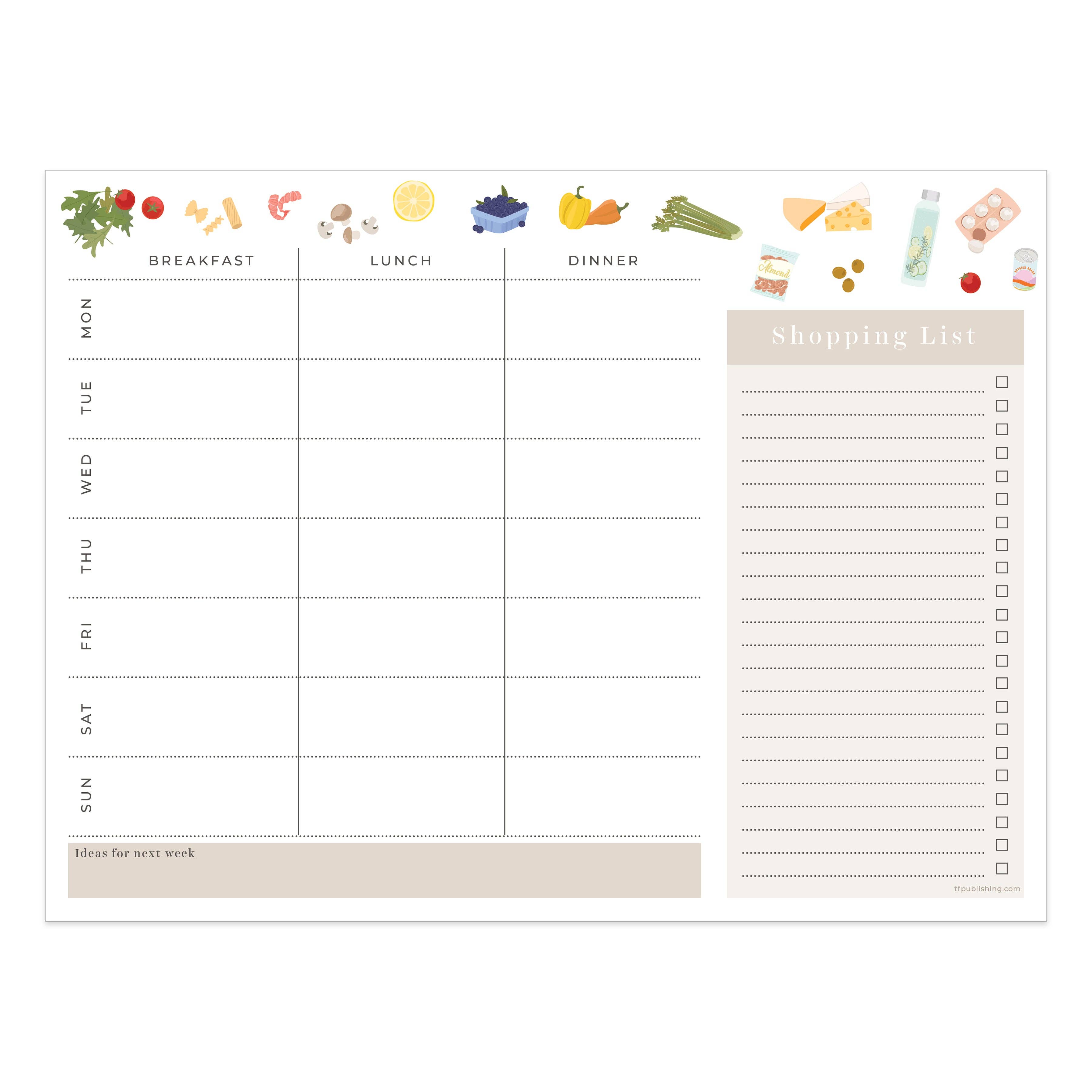 TF Publishing - Paper Goods - Wholesale Planner - Everyday Essentials Meals & Grocery Planning Pad1