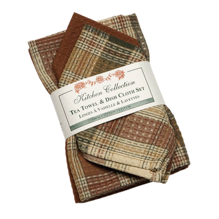 2 Tea Towel + 2 Dish Cloths Set - Cyprus for wholesale by Accent Linen