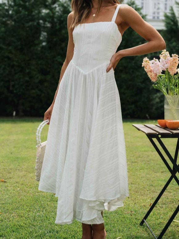 White Strappy Fit & Flare Dress for wholesale on Faire
