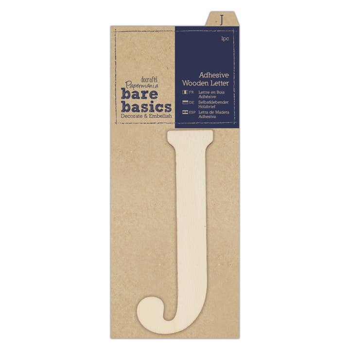 Bare Basics - Adesivo Letra de Madeira J (1pc) por atacado de West Design Products