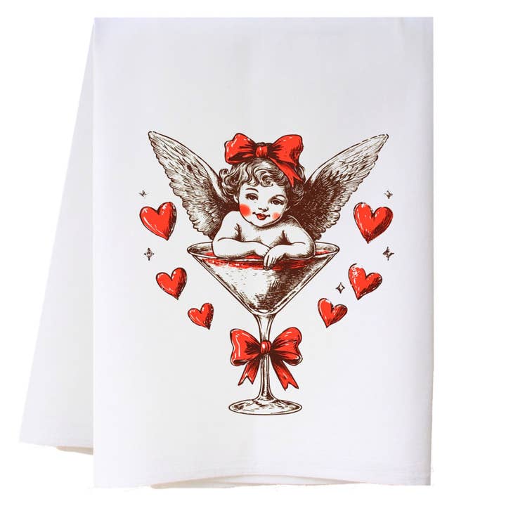 Valentine Cherub Kitchen Towel for wholesale by Cora & Pate