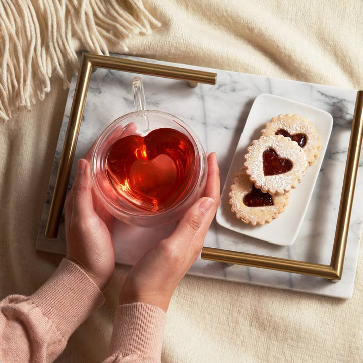 Pinky Up - Wholesale Coffee Mug - Kendallâ„¢ Double Walled Insulated Glass Mug Heart Shaped3