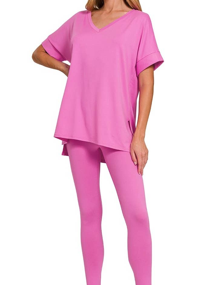 Brushed Dty Microfiber Loungewear Set for wholesale by Vanilla Monkey