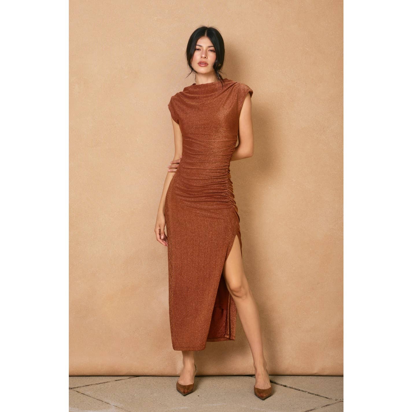Dress Forum - Wholesale Dress - Women's - Middle Of The Galaxy Mock Neck Midi Slit Dress0