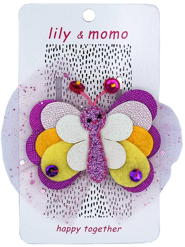 Butterfly Hair Clip- Purple and Yellow for wholesale by Lily and Momo