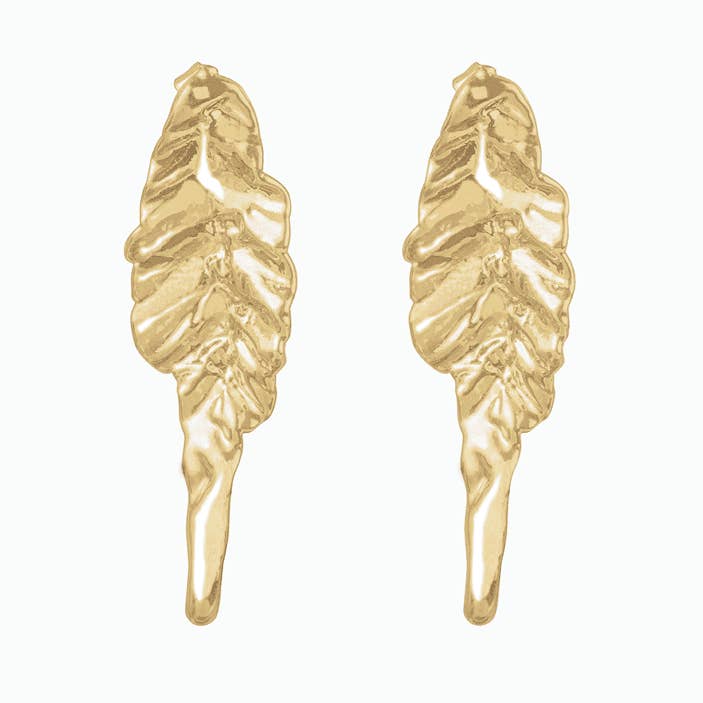 JUBA 18 Carat Recycled Yellow Gold Plated Handmade Earrings for wholesale by PureLeaf