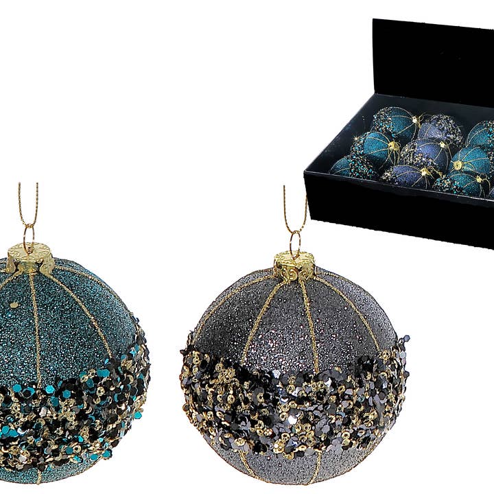 SEQUINED BALL ORNAMENT (ASSTD) (12/DISP) for wholesale by IH Casa Decor