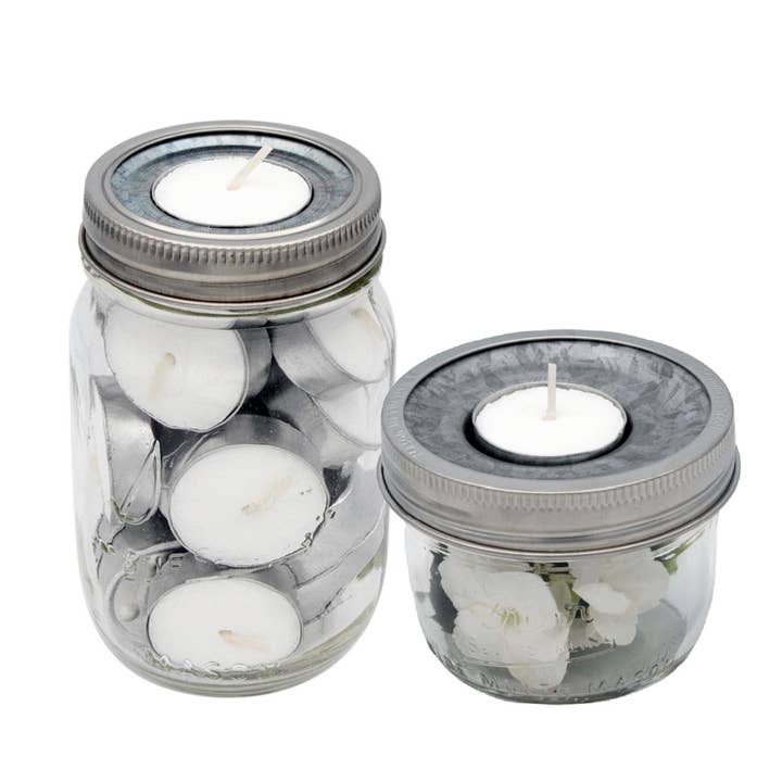 Mason Jar Lifestyle - Wholesale Candle Holder - Tea Light Holder Metal Lid Insert for Mason Jars 6 Pack