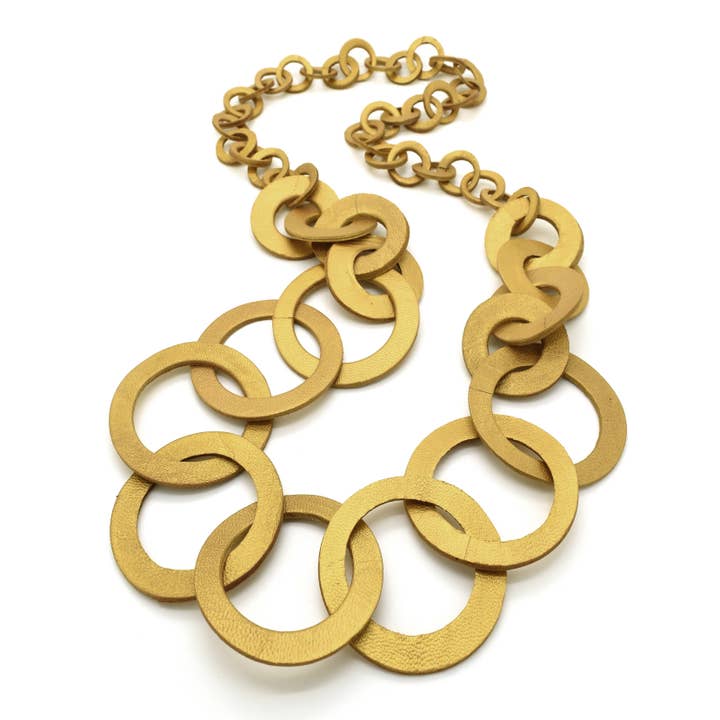 Nusantara Inc. - Wholesale Link & Chain Necklace - STUDIO 54 Leather Circle Necklace-9741611